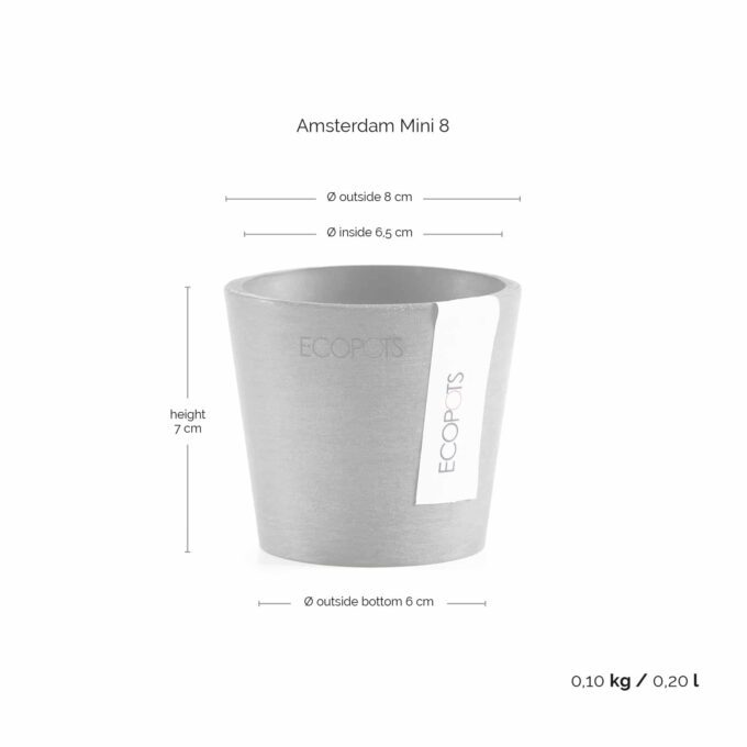 Übertopf Ecopots Amsterdam Mini 8 cm, Taupe – Bild 2