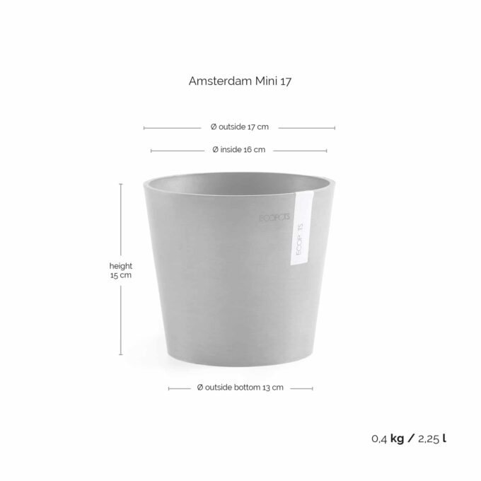 Übertopf Ecopots Amsterdam Mini 13 cm, Hellgrau – Bild 3